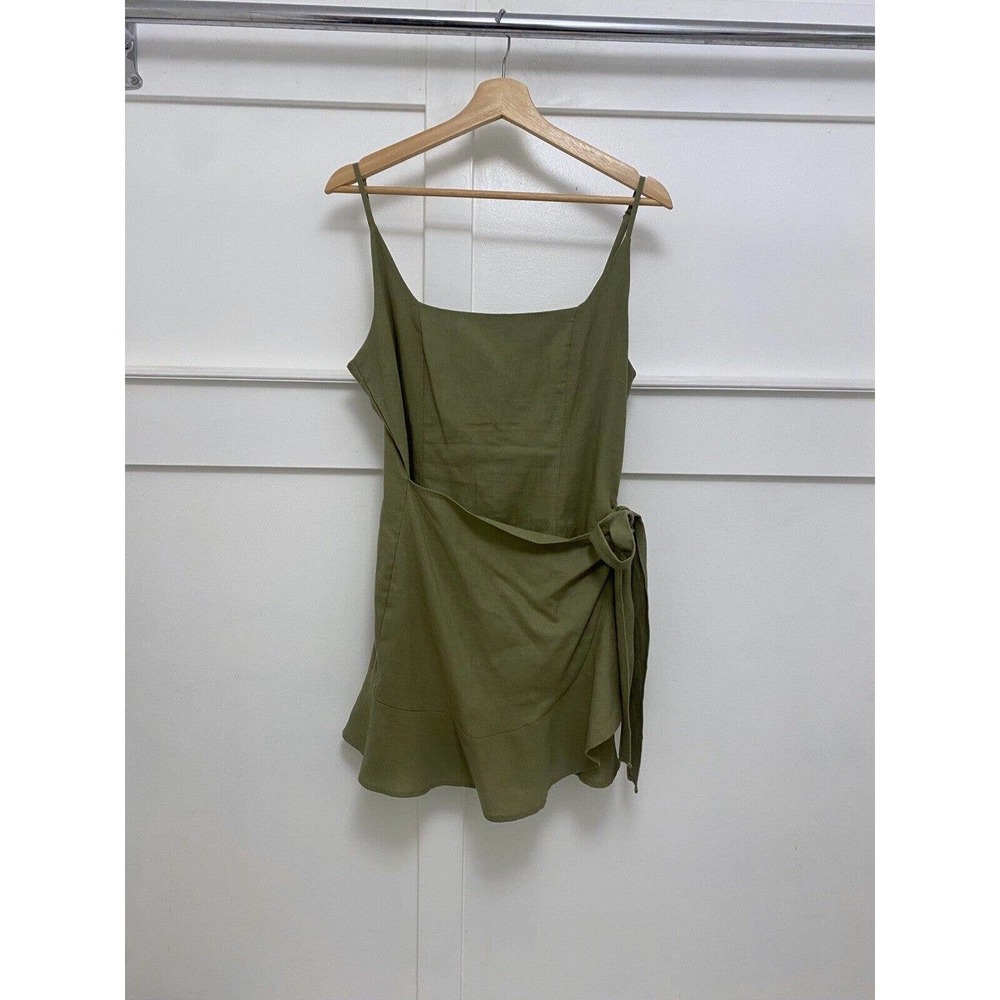 Princess Polly Womens love lane green wrap front mini dress Sz M- Says10